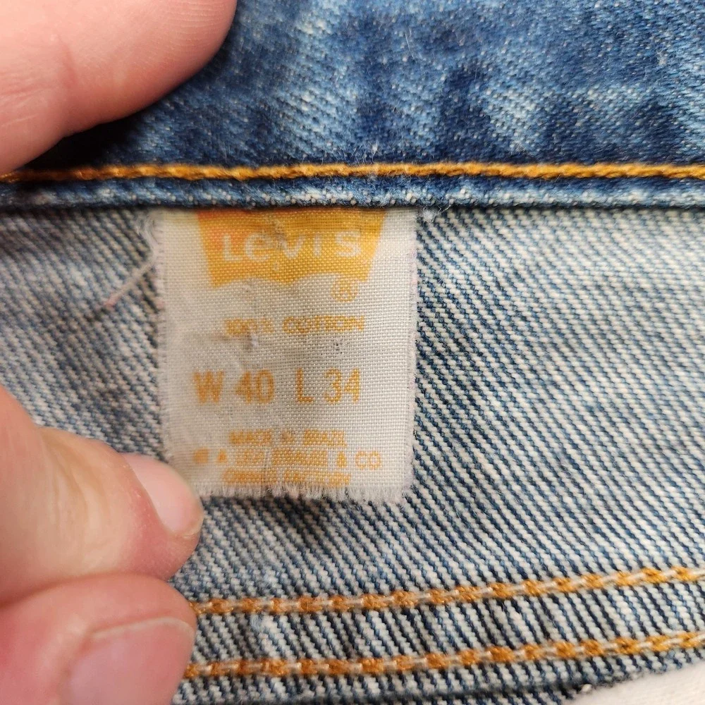 Vintage Levis 505 Jeans Men 38x34 READ* Orange Tab Denim Straight Leg Whiskers